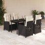 Set de muebles jardín 5 pzas con cojines ratán sintético negro