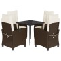 Set comedor de jardín 5 piezas y cojines ratán sintético marrón von , Gartensets - Ref: Foro24-3212763, Preis: 638,93 €, Raba...