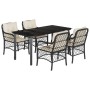Set de muebles jardín 5 pzas con cojines ratán sintético negro by , Garden sets - Ref: Foro24-3212092, Price: 474,49 €, Disco...