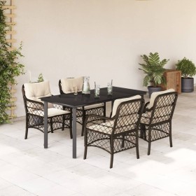 Set comedor de jardín 5 piezas y cojines ratán sintético marrón von , Gartensets - Ref: Foro24-3212120, Preis: 514,00 €, Raba...