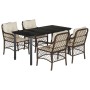 Set comedor de jardín 5 piezas y cojines ratán sintético marrón by , Garden sets - Ref: Foro24-3212120, Price: 484,23 €, Disc...