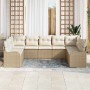 Conjunto de sofá de jardín con cojín 9 pcs Beige Poliratán