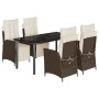 Set comedor de jardín 5 piezas y cojines ratán sintético marrón by , Garden sets - Ref: Foro24-3213416, Price: 616,68 €, Disc...