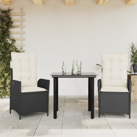 Set comedor de jardín 3 pzas con cojines ratán sintético negro by , Garden sets - Ref: Foro24-3213164, Price: 313,26 €, Disco...