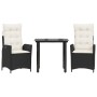 Set comedor de jardín 3 pzas con cojines ratán sintético negro by , Garden sets - Ref: Foro24-3213164, Price: 313,26 €, Disco...