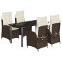 Set comedor de jardín 5 piezas y cojines ratán sintético marrón von , Gartensets - Ref: Foro24-3213208, Preis: 616,10 €, Raba...