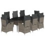Set comedor jardín 9 pzas y cojines ratán sintético gris by , Garden sets - Ref: Foro24-3213222, Price: 1,00 €, Discount: %