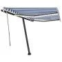 Manual retractable awning with blue and white LED 350x250 cm by vidaXL, Awnings - Ref: Foro24-3069721, Price: 520,77 €, Disco...