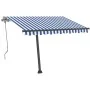 Manual retractable awning with blue and white LED 350x250 cm by vidaXL, Awnings - Ref: Foro24-3069721, Price: 520,77 €, Disco...