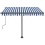 Manual retractable awning with blue and white LED 350x250 cm by vidaXL, Awnings - Ref: Foro24-3069721, Price: 520,77 €, Disco...