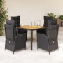 Set de muebles jardín 5 pzas con cojines ratán sintético negro by , Garden sets - Ref: Foro24-3213096, Price: 587,61 €, Disco...