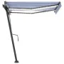 Manual retractable awning with blue and white LED 350x250 cm by vidaXL, Awnings - Ref: Foro24-3069721, Price: 520,77 €, Disco...