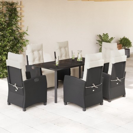 Set de comedor de jardín 7 pzas y cojines ratán sintético negro von , Gartensets - Ref: Foro24-3212957, Preis: 822,76 €, Raba...