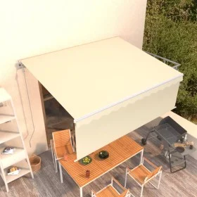 Automatic retractable awning with blind 4.5x3 m cream color by vidaXL, Awnings - Ref: Foro24-3069327, Price: 436,25 €, Discou...
