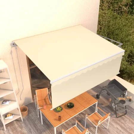 Automatic retractable awning with blind 4.5x3 m cream color by vidaXL, Awnings - Ref: Foro24-3069327, Price: 436,25 €, Discou...