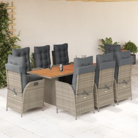 Set comedor jardín 9 pzas y cojines ratán sintético gris by , Garden sets - Ref: Foro24-3213371, Price: 1,00 €, Discount: %