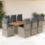 Set comedor jardín 9 pzas y cojines ratán sintético gris von , Gartensets - Ref: Foro24-3213371, Preis: 1,00 €, Rabatt: %