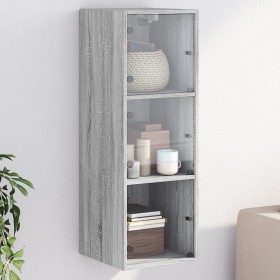 Mueble de pared puertas de vidrio gris Sonoma 35x37x100 cm by , Lockers and storage cabinets - Ref: Foro24-836488, Price: 76,...