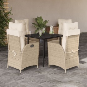 Set comedor de jardín 5 pzas con cojines ratán sintético beige by , Garden sets - Ref: Foro24-3213236, Price: 594,01 €, Disco...