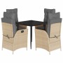 Set comedor de jardín 5 pzas con cojines ratán sintético beige de , Conjuntos de jardín - Ref: Foro24-3213255, Precio: 537,47 €