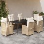 Set comedor de jardín 7 pzas con cojines ratán sintético beige by , Garden sets - Ref: Foro24-3213241, Price: 997,27 €, Disco...