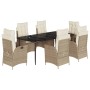 Set comedor de jardín 7 pzas con cojines ratán sintético beige by , Garden sets - Ref: Foro24-3213241, Price: 997,27 €, Disco...