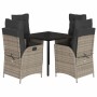 Set comedor de jardín 5 piezas con cojines ratán sintético gris de , Conjuntos de jardín - Ref: Foro24-3213428, Precio: 595,1...