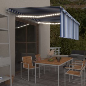 Automatic awning LED blind wind sensor blue white 4.5x3 m by vidaXL, Awnings - Ref: Foro24-3069331, Price: 632,31 €, Discount: %