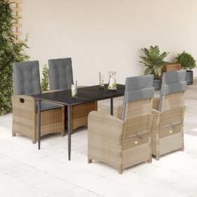 Set comedor de jardín 5 pzas con cojines ratán sintético beige by , Garden sets - Ref: Foro24-3212394, Price: 594,68 €, Disco...