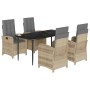 Set comedor de jardín 5 pzas con cojines ratán sintético beige by , Garden sets - Ref: Foro24-3212394, Price: 594,68 €, Disco...