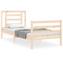 Bed frame with solid wood headboard 90x200 cm by vidaXL, Beds and slatted bases - Ref: Foro24-3194686, Price: 89,13 €, Discou...