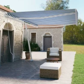 Manuell ausfahrbares Standmarkisentuch in Blau und Weiß, 500x350 cm. von vidaXL, Markisen - Ref: Foro24-3069656, Preis: 517,4...