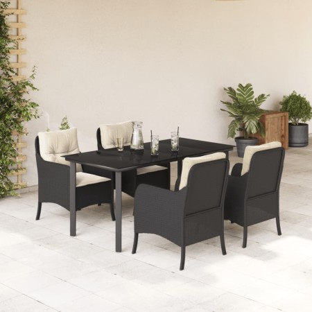 Set de muebles jardín 5 pzas con cojines ratán sintético negro by , Garden sets - Ref: Foro24-3211916, Price: 527,00 €, Disco...