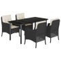Set de muebles jardín 5 pzas con cojines ratán sintético negro by , Garden sets - Ref: Foro24-3211916, Price: 527,00 €, Disco...