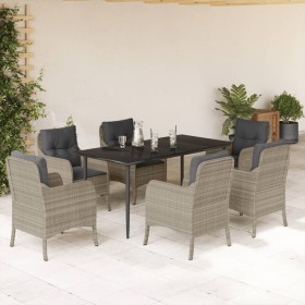 Set comedor jardín 7 pzas y cojines ratán sintético gris claro von , Gartensets - Ref: Foro24-3211994, Preis: 704,15 €, Rabat...