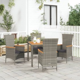 Set comedor de jardín 5 piezas con cojines ratán sintético gris by , Garden sets - Ref: Foro24-3157536, Price: 502,42 €, Disc...