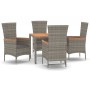 Set comedor de jardín 5 piezas con cojines ratán sintético gris von , Gartensets - Ref: Foro24-3157536, Preis: 484,64 €, Raba...