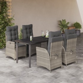 Set comedor de jardín 5 pzas cojines ratán sintético gris claro de , Conjuntos de jardín - Ref: Foro24-3213288, Precio: 562,1...