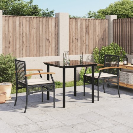 Set comedor de jardín 3 pzas con cojines ratán sintético negro von , Gartensets - Ref: Foro24-3213603, Preis: 195,94 €, Rabat...