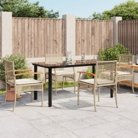Set comedor de jardín 5 pzas con cojines ratán sintético beige de , Conjuntos de jardín - Ref: Foro24-3213634, Precio: 384,18...