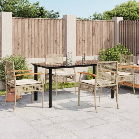 Set comedor de jardín 5 pzas con cojines ratán sintético beige by , Garden sets - Ref: Foro24-3213634, Price: 361,08 €, Disco...