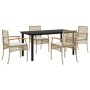 Set comedor de jardín 5 pzas con cojines ratán sintético beige by , Garden sets - Ref: Foro24-3213634, Price: 361,08 €, Disco...