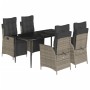 Set comedor de jardín 5 piezas con cojines ratán sintético gris by , Garden sets - Ref: Foro24-3213423, Price: 657,71 €, Disc...
