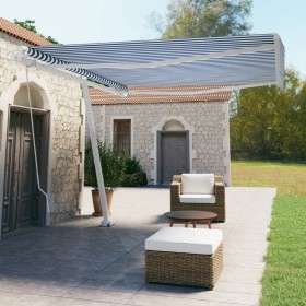 Toldo de pie manual retráctil azul y blanco 400x350 cm de vidaXL, Toldos - Ref: Foro24-3069616, Precio: 465,21 €, Descuento: %