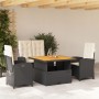 Juego comedor jardín 4 piezas con cojines ratán sintético negro de , Conjuntos de jardín - Ref: Foro24-3277320, Precio: 487,62 €