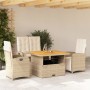 Set de comedor jardín con cojines 4 pzas ratán sintético beige by , Garden sets - Ref: Foro24-3277357, Price: 577,13 €, Disco...