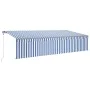 Toldo automático persiana LED sensor de viento azul blanco 6x3m by vidaXL, Awnings - Ref: Foro24-3069491, Price: 752,74 €, Di...
