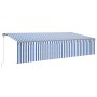 Toldo automático persiana LED sensor de viento azul blanco 6x3m by vidaXL, Awnings - Ref: Foro24-3069491, Price: 711,12 €, Di...