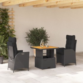 Set comedor de jardín 3 pzas con cojines ratán sintético negro by , Garden sets - Ref: Foro24-3277445, Price: 314,67 €, Disco...