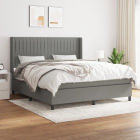 Cama box spring con colchón tela gris oscuro 160x200 cm en Camas y somieres | Comprar online en Foro24